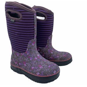 Classic Flower Stripe Purple Bogs Boots